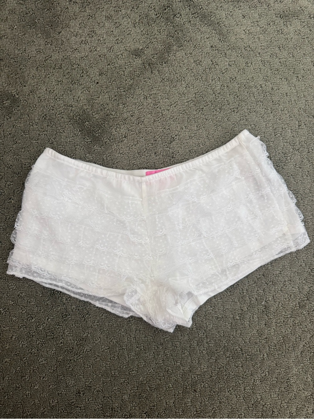 Edikted White Lace Layered Lounge Shorts